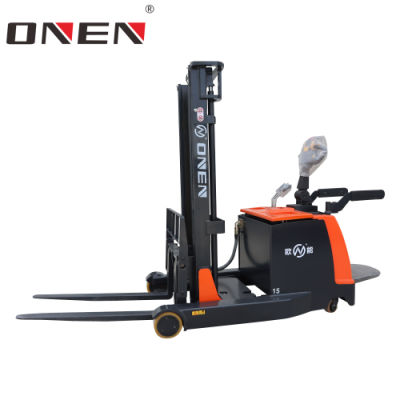 CE RohS Best Price Compact Warehousing Equipment 2 Ton 5 Meter Full Electric Operated Stand on Riding Reach Truck Forklift with Battery Power